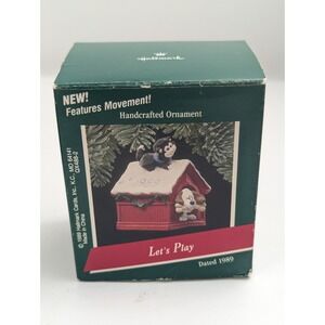Hallmark Let's Play Dog Keepsake Ornament with Movement 1989‎ QX4882